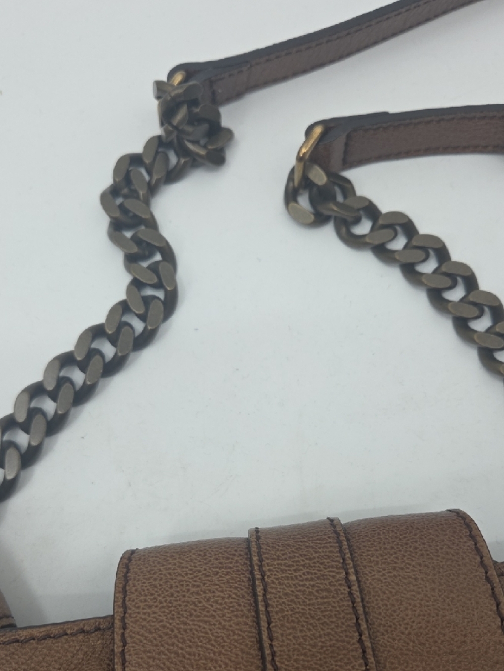 Burberry Brown Leather Crossbody with Chain Accent GORGEOUS - Picture 8 of 16